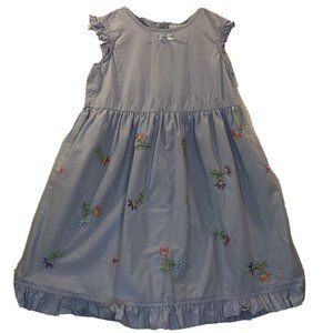 Hanna Andersson Embroidered Party Dress Pale Blue 100 Birthday Wedding Blue Sz 4
